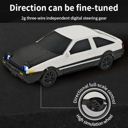 1/43 RC Drift Car Mini, 2.4G Full-Proportional Electric Remote Control Sports Car with LED Lights, 15 KM/H Racing Cars Sedan Model, Indoor Toy Gift for Adults -Gyro RTR - style: Sedan, Gyro RTR Version