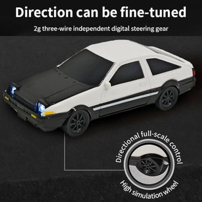 1/43 RC Drift Car Mini, 2.4G Full-Proportional Electric Remote Control Sports Car with LED Lights, 15 KM/H Racing Cars Sedan Model, Indoor Toy Gift for Adults -Gyro RTR - style: Sedan, Gyro RTR Version