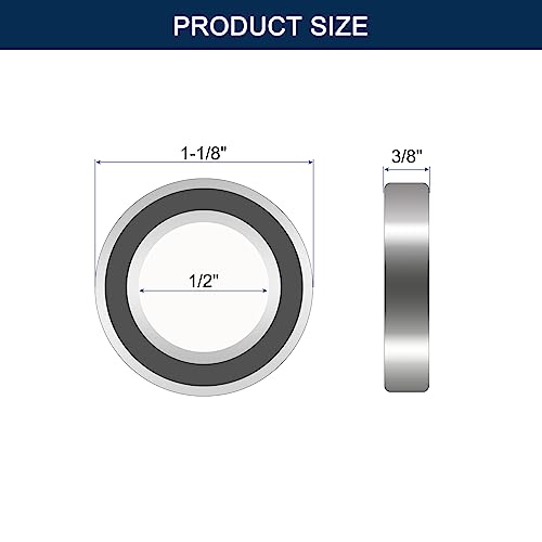 1616-2RS Deep Groove Ball Bearings, ID 1/2" x OD 1-1/8" x Width 3/8" Double Rubber Sealed Ball Bearing Pre-Lubricated Chrome Steel Z2 Lever 10pcs - size: 1616-2RS 1/2"x1-1/8"x3/8"