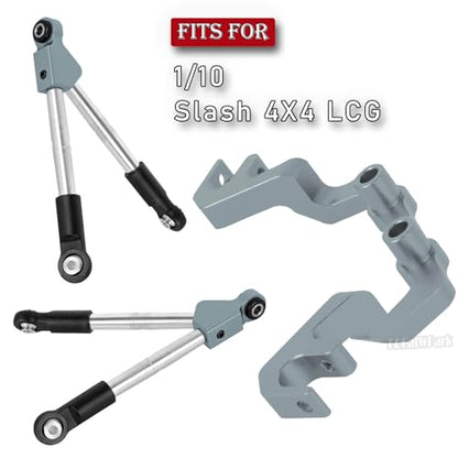 RC Front Tie Rods with Stabilizer Upgrades Part for 1/10 Slash 4X4 LCG,Alloy Aluminium Front Positive and Negative Teeth Pull Rod + Fixed Code Combination-Set,Titanium - color: Titanium - (Front Tie Rods)