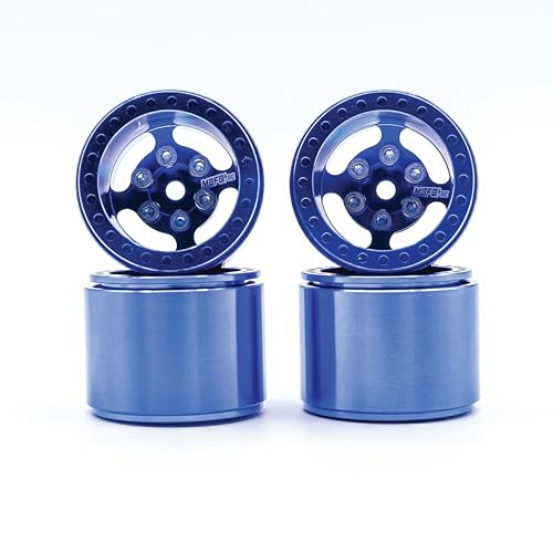 1UP Wheels 1.0" Island Ultra Wide Premium Wheels | Blue | for Axial SCX24, AX24, Traxxas TRX4-M, Redcat Ascent-18, FMS FCX18, 7mm Hex Vehicles - Aluminum Beadlock Wheels - color: Blue
