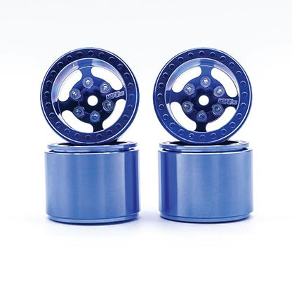 1UP Wheels 1.0" Island Ultra Wide Premium Wheels | Blue | for Axial SCX24, AX24, Traxxas TRX4-M, Redcat Ascent-18, FMS FCX18, 7mm Hex Vehicles - Aluminum Beadlock Wheels - color: Blue
