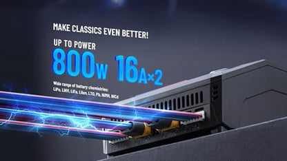 ToolkitRC M6DAC V2/PRO 16AX2 AC200-300W DC800W Dual Channel Smart Charger for 1-6S LiPo LiHV Life Lilon LTO 1-16S NiMH PD65W (M6DAC V2) - size: M6DAC V2