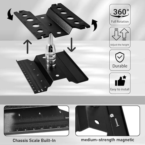Rc Car Stand with Litf Lower Adjustable & 360'Rotatable, Rc Stand Repair Station with Shock Holder for TraxxasTRX4 Arrma Losi Axial Hsp Hbx Mix Wltoys, Wrenching On 1/8 1/10 1/12 1/14 Rc Rig Black - color: Black