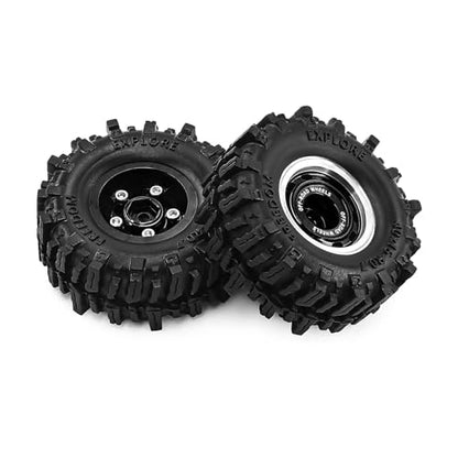 0.7 Inch RC Crawler Tires and Wheels Set 40×16mm for 1/30 Scale Axial SCX30 (Black) - color: Black