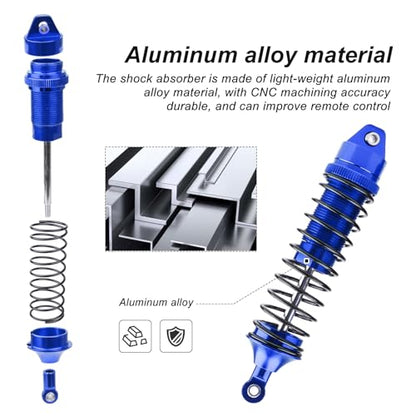 HobbyPark All Metal Shocks for Traxxas Rustler 4X4 VXL Slash 2WD 4x4 Hoss Stampede Bandit Nitro Shock Absorber Damper Set 1/10 Upgrades Parts Replace of 5862 (4-Pack) (Blue)