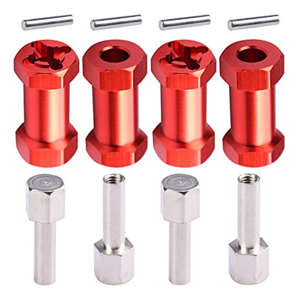 AIMROCK 12mm Hex Hub Extension Wheel Spacer 25mm Offset for 1/10 SCX10 SCX10 II Wraith RC Crawler Truck (Red, 25mm) - color: Red, size: 25mm