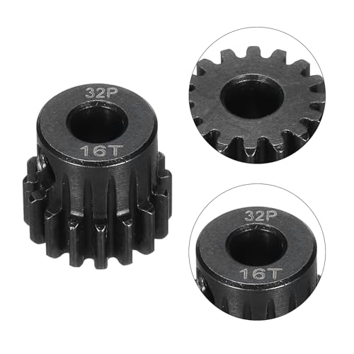 32P Steel Pinion Gear Set 16T for 5mm Shaft Hardened Steel Pinion Gear with Shaft Coupler Connector for RC Motor - style: 16T