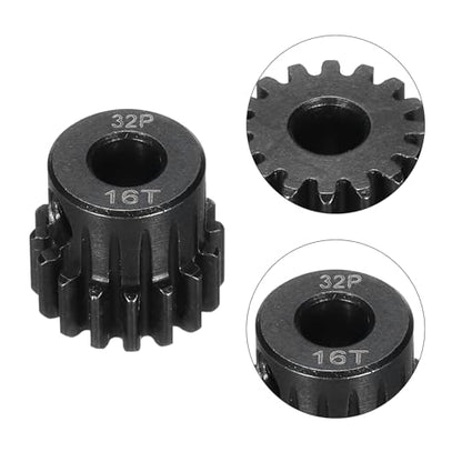 32P Steel Pinion Gear Set 16T for 5mm Shaft Hardened Steel Pinion Gear with Shaft Coupler Connector for RC Motor - style: 16T