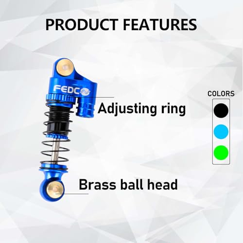 SCX24 Shocks 32MM Oil-Filled Shocks For Axial SCX24 Upgrades | CNC Aluminum Threaded Shock Absorber For 1/24 RC Crawlers - color: Blue