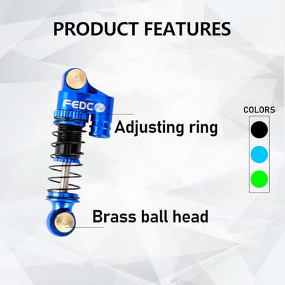 SCX24 Shocks 32MM Oil-Filled Shocks For Axial SCX24 Upgrades | CNC Aluminum Threaded Shock Absorber For 1/24 RC Crawlers - color: Blue