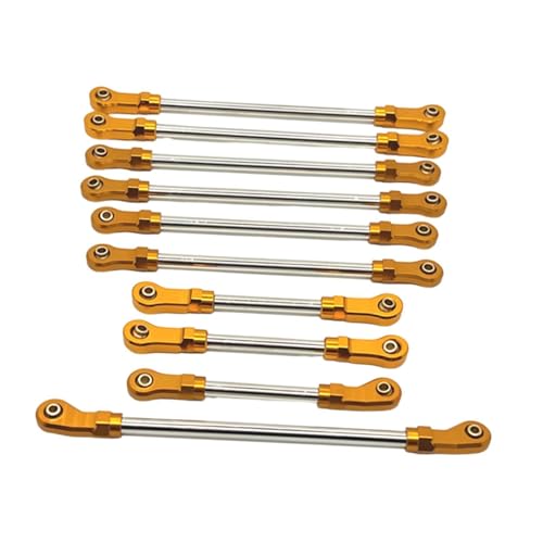 10 Pieces Steering Servo Link RC Car Pull Rod Metal Upgrade Linkage Model Parts Sturdy Construction Suitable for WLtoys 1/10 RC Truck, Gold - color: Gold