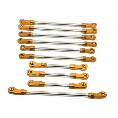 10 Pieces Steering Servo Link RC Car Pull Rod Metal Upgrade Linkage Model Parts Sturdy Construction Suitable for WLtoys 1/10 RC Truck, Gold - color: Gold