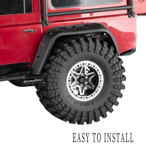2.2" RC Beadlock Wheels, Aluminum Alloy Rims Compatible with 1/10 SCX10 Capra TRX4 Gen8 Everest Gen7 Pro AMG 6x6 Off-Road Truck,RCarmubWow 2.2 Beadlock Wheel for 1/10 Rock Crawler,Black - color: Black(4pcs)