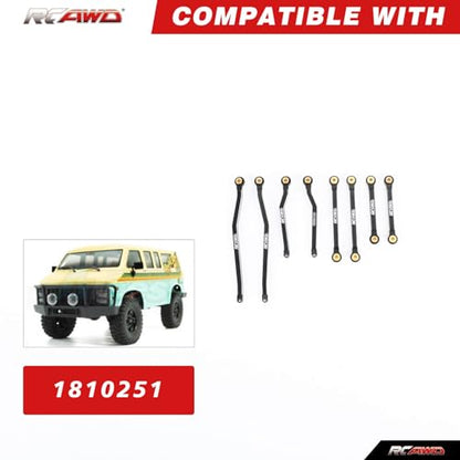 RCAWD CR18P High Clearance Tie Rods Set RC Linkage for Hobby Plus Rock Van, Trail Hunter, EVO Harvest, FUR-2411 Upgrades Parts Black - color: Black