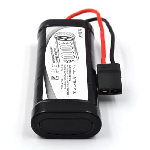 (2-Pack) 7.2V 3000mAh Ni-MH Battery with TRX Plug for Traxxas Series 4 | 6-cell rechargeable battery for compatible RC cars, trucks and boats; includes 4.8V–12V Ni-MH/Ni-Cd charger.