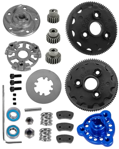 86T 48P Spur Gear with 19T 21T 23T Pinions Gear & Slipper Clutch Upgrades Part for 1/10 Slash Rustler Stampede Bandit 2WD VXL,86T Spur Gear,Navy Blue - color: Navy Blue - (86T)
