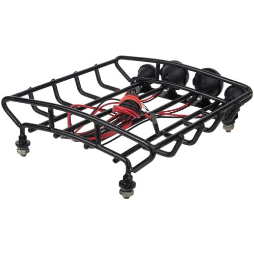 RC Car Metal Roof Luggage Rack with LED Lights for Tamiya Sand Scorcher Monster Beetle 1/10 Crawler Car Upgrade Parts