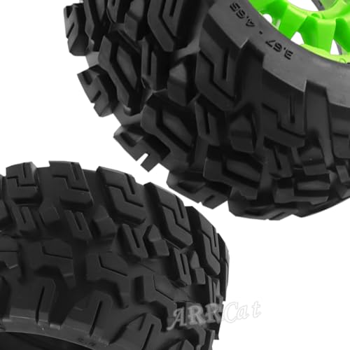 RC Truck Tires Wheel for 1/10 Big Rock Granite Vortek/Stampede Rustler Hoss/L0s1 Rc 4wd,ARRCat RC Wheels Tires 12mm/14mm Hex,Green - color: Green - Tires Wheel