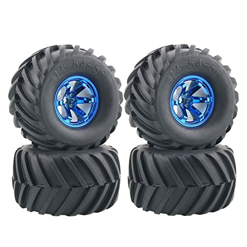 4PCS Wheel and Rubber Tire Set for 1/10 RC Monster Truck HIMOTO HSP HPI Tamiya Kyosho - color: Blue