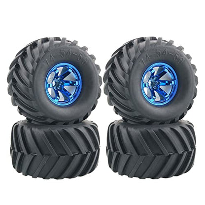 4PCS Wheel and Rubber Tire Set for 1/10 RC Monster Truck HIMOTO HSP HPI Tamiya Kyosho - color: Blue
