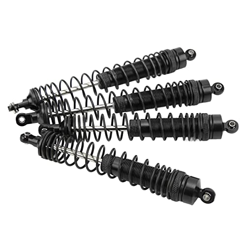 1/10 RC Shock Absorbers 150mm 135mm Aluminum Alloy 4mm Shaft 4-Piece Set, Adjustable Threaded Preload for Axial Ryft 4WD, OilFilled CoilOver Damping for Rock Crawling (Black) - color: Black