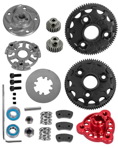 76T 48P Spur Gear with 25T 27T Pinions Gear & Slipper Clutch Upgrades Part for 1/10 Slash Rustler Stampede Bandit 2WD VXL,76T Spur Gear,Red