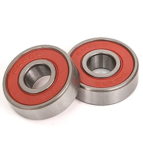 10 PCS 608-2RS Double Red Rubber Sealed Bearings 8x22x7mm, Deep Groove Ball Bearings ABCE-3 Pre-Lubricated, Chromium Bearing Steel (608-2RS-RED, 10) - size: 608-2RS-Red