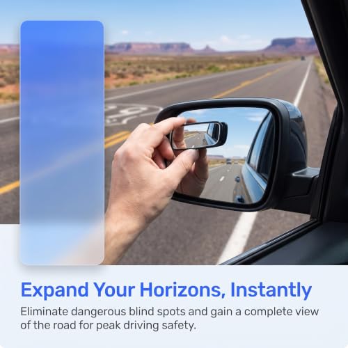 2 PCS Blind Spot Mirror, 3.7"x1.4" Rectangular Curved Wide Angle HD Anti-Glare Side Mirror Blindspot, Adjustable Bracket Car Mirror Accessories Universal for Cars Trucks SUVs Black