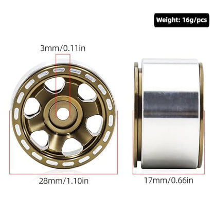 1.0 Beadlock Wheels, 4pcs Aluminum RC Rims with Positive Offset 7mm Hex for 1/18 1/24 RC Crawler Traxxas TRX4M Axial SCX24 AX24 FMS FCX24 Upgrades (Blade Type-Brown)