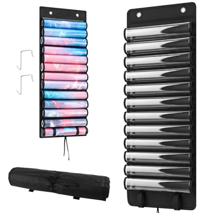 Playmat Tube Storage Bag - Portable Hangable Door Organizer Clear Slots Fits for 13 Card Game Storage Playmats Case for TCG/RPG Game Mat (13 Tubes)