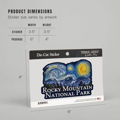 Die Cut Sticker Rocky Mountain National Park, Starry Night National Park Series, Vinyl Sticker, (Waterproof Decal for Cars, Water Bottles, Laptops, Coolers), Large - size: Large Sticker