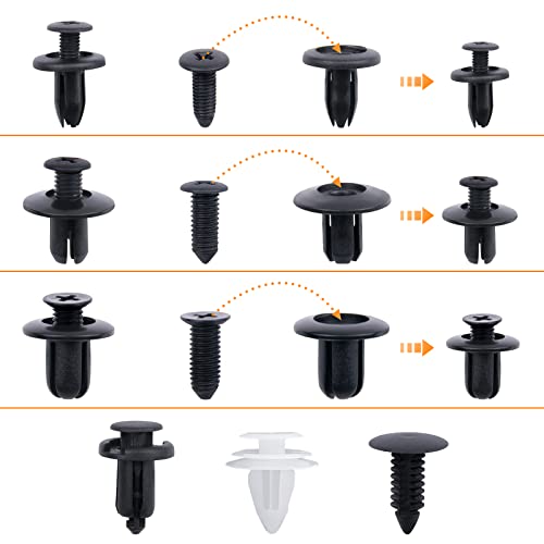 110PCS 6 Sizes Car Retainer Clips Kit, Auto Door Trim Panel Clips, Expansion Screws Replacement Kit Accessories, Bumper Push Rivet Clips with Storage Box, Universal for GM, Ford, Toyota, Chrysler - size: 110 pcs