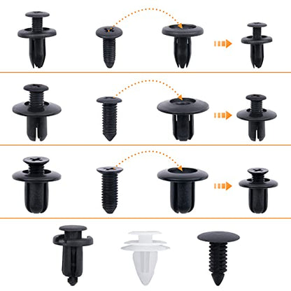 110PCS 6 Sizes Car Retainer Clips Kit, Auto Door Trim Panel Clips, Expansion Screws Replacement Kit Accessories, Bumper Push Rivet Clips with Storage Box, Universal for GM, Ford, Toyota, Chrysler - size: 110 pcs