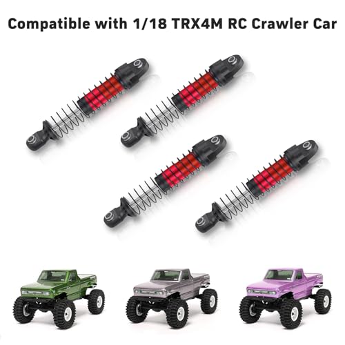 56MM Long Threaded Oil Shock Absorbers 4Pcs Adjustable Red Damper Upgrade Fit TRX4M TRX4MT 1/18 RC Crawler Car