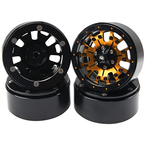 ShareGoo Metal 1.9inch Beadlock Wheel Rims 12mm Hex Hubs 10-Spoke Compatible with Traxxas TRX4 Axial SCX10 RC4WD D90 D110 Tamiya CC01 MST Redcat Gen8 1/10 RC Crawler Car (Yellow) - color: Yellow