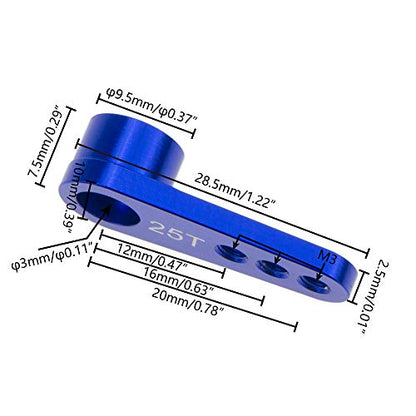 Aluminum 28.5mm 25T Teeth Tooth Steering Half Servo Arm Horn 2-Pack for 1/10 Rc Hobby Model Car/Boat Futaba Traxxas Slash, Cojoys (Dark Blue)