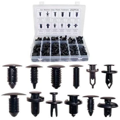252PCS Bumper Retainer Clips Car Plastic Rivets Fasteners Push Retainer Kit Most Popular 12 Sizes Auto Push Pin Rivets Set -Door Trim Panel Fender Clips for Honda Toyota GM Ford Chrysler - size: 252Pcs