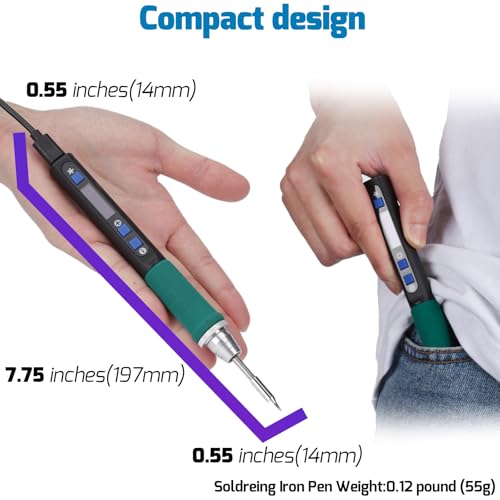 WEP 928D-IV Soldering Iron Kit with Fast Heating with C235 Tip, Dynamic Screen, Compact Digital Soldering Iron with Multi-Functional Cover, Type-C Powering, Sleep Mode, PD and QC Protocols - style: Basic Style