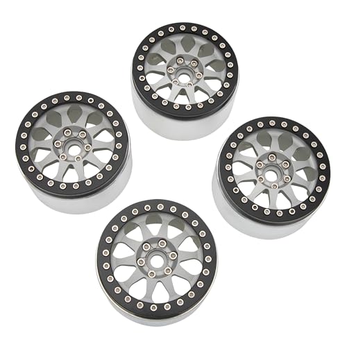 MEUS RACING 2.2 Beadlock Wheels Rims Deep-Dish Wheel for Axial SCX10 Traxxas TRX4 Vanquish VS4-10 Redcat Gen8 1/10 RC Crawler Upgrades (Silver) - color: Silver