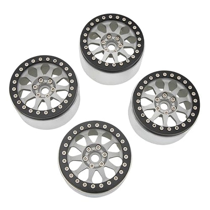 MEUS RACING 2.2 Beadlock Wheels Rims Deep-Dish Wheel for Axial SCX10 Traxxas TRX4 Vanquish VS4-10 Redcat Gen8 1/10 RC Crawler Upgrades (Silver) - color: Silver