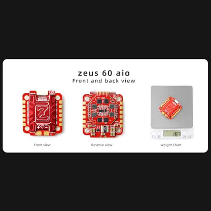 HGLRC Zeus 60A ESC BL32 3-6S 4in1 M3 with Heat Sink, Supports DShot600/300/150/Oneshot125/42 MultiShot for FPV Racing Drone Freestyle