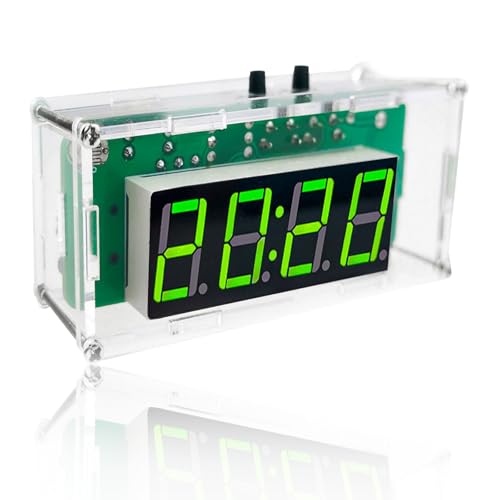 DIY Digital Kit, Soldering Practice Electronics Alarm Clock Soldering Project, Transparent Case, with PCB, Digital Display, with Adjustable Brightness for Beginners & STEM Learning - color: Diy Digital Kit