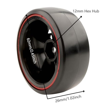 OD62mm 1/10 Hard Plastic RC Drift Car Tires & Wheel Rims 12mm Hex Tyre Compatible with Traxxas 4Tec HSP Tamiya TT01 XV01 HPI Kyosho 1/10 Scale Drift Drifting RC Cars - color: Red