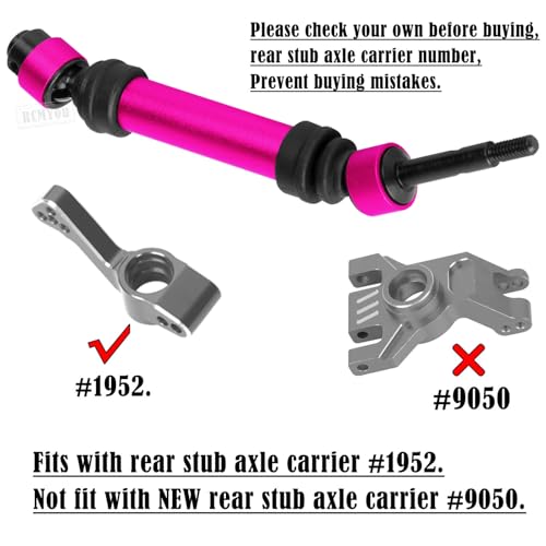 RC Drive Shaft CVD Axles Upgrades Part for 1/10 Slash VXL 4X4,Rustler VXL 4X4,Stampede VXL 4X4,#45 Steel Front Rear Driveshaft with Hex,Pink - color: Pink - Upgrades