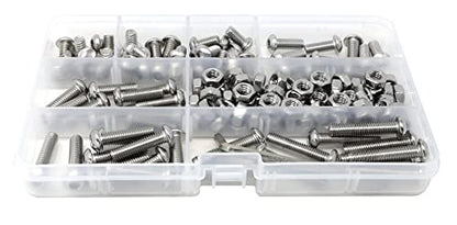 iexcell 140 Pcs M6 x 8/10/12/16/20/25/30 Stainless Steel 304 Hex Socket Button Head Cap Screws Bolts Nuts Assortment Kit - size: M6 x 8/10/12/16/20/25/30mm