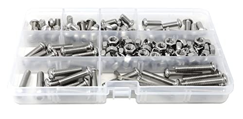 iexcell 140 Pcs M6 x 8/10/12/16/20/25/30 Stainless Steel 304 Hex Socket Button Head Cap Screws Bolts Nuts Assortment Kit - size: M6 x 8/10/12/16/20/25/30mm