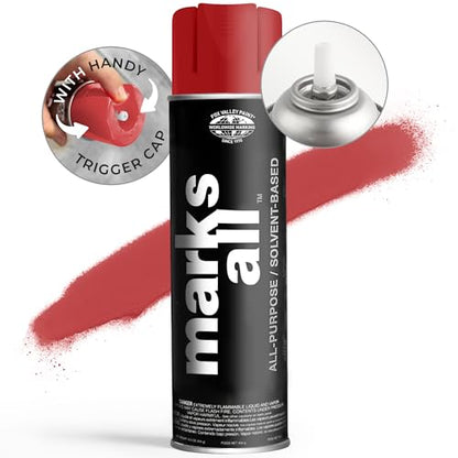 Fox Valley 18oz Marks All Solvent-Based Marking Paint Spray, 12-Pack Red APWA – Long-Lasting, Weather-Resistant Spray Paint for Wet or Dry Surfaces Like Metal, Grass, Concrete, Wood, & More - color: Red APWA