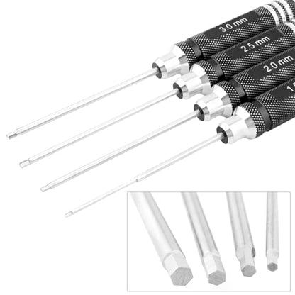 4 Pieces Hex Screw Driver Set 1.5mm 2.0mm 2.5mm 3.0mm Allen Wrench Keys Screwdriver Kit RC Repair Tools for Traxxas RC Car Drone Multi-Axis Helicopter Arrma Axial Losi Redcat Racing (Black) - color: Black