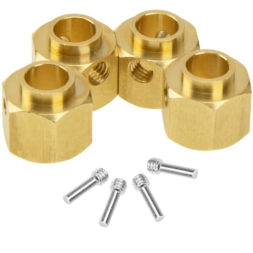 4Pcs Vgoohobby Brass 12mm Hex Hubs Adapter Extension Combiner Counterweight Compatible with Traxxas TRX-4 RC4WD D90 Redcat Gen7 RC 1/10 Crawler Car (8mm Thickness) - size: 8mm Thickness